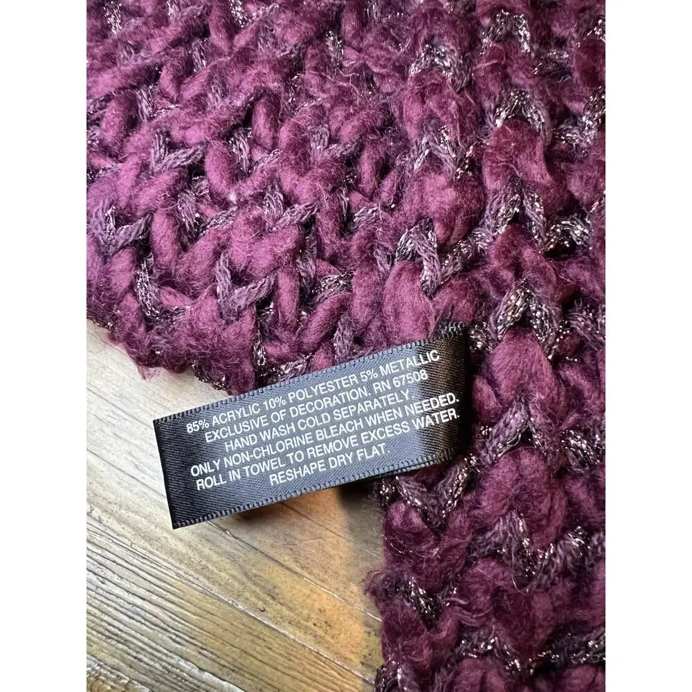 INC International Concepts Burgundy Knit Scarf Fringe Casual Office Fall Autumn